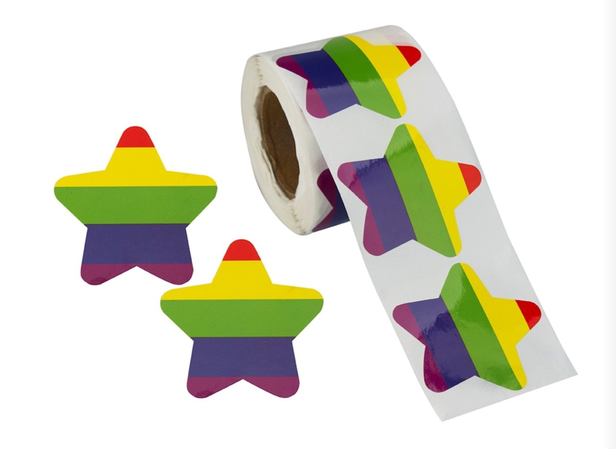 Star Shaped Rainbow Stickers (250 per Roll)