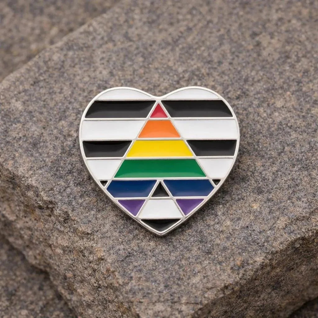 Straight Ally Flag Heart Shaped Pins