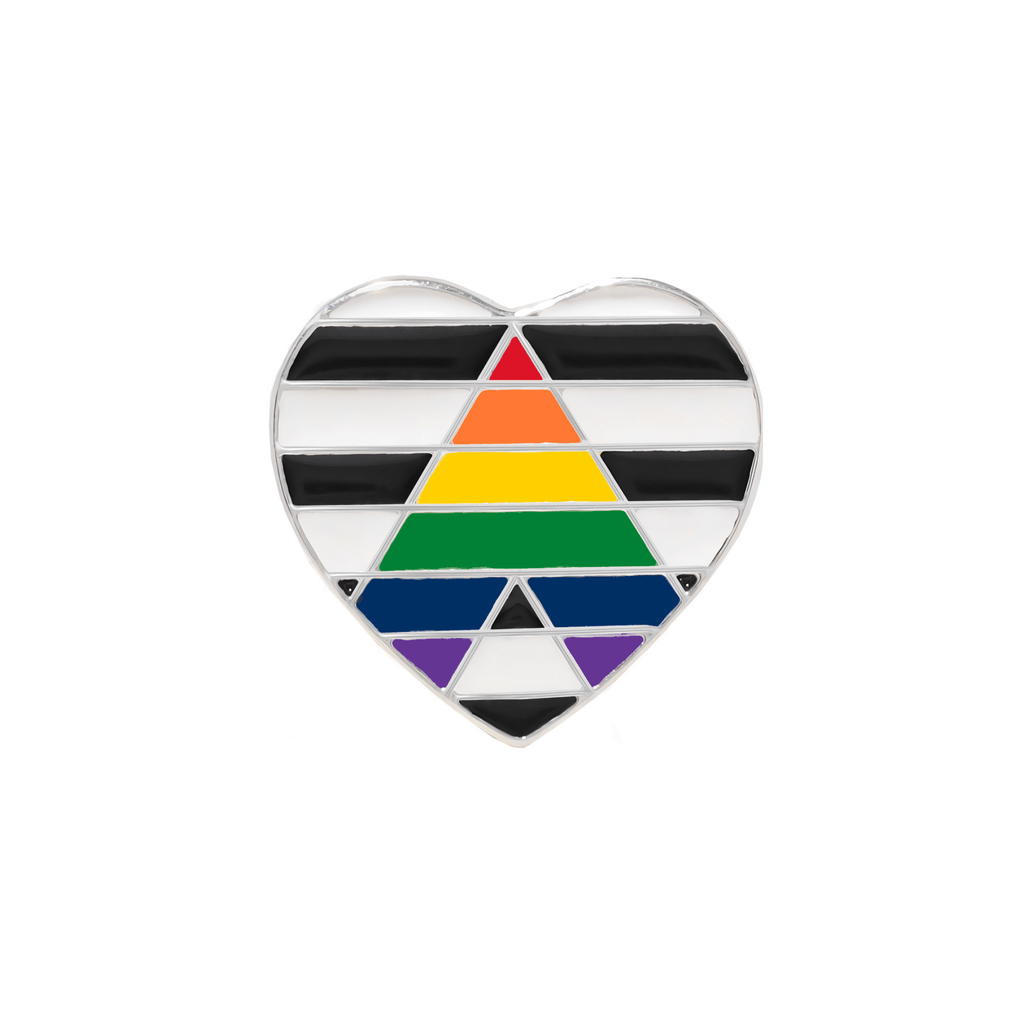 Straight Ally Flag Heart Shaped Pins