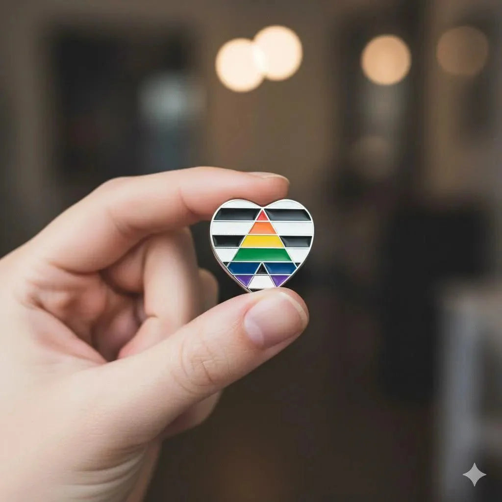 Straight Ally Flag Heart Shaped Pins
