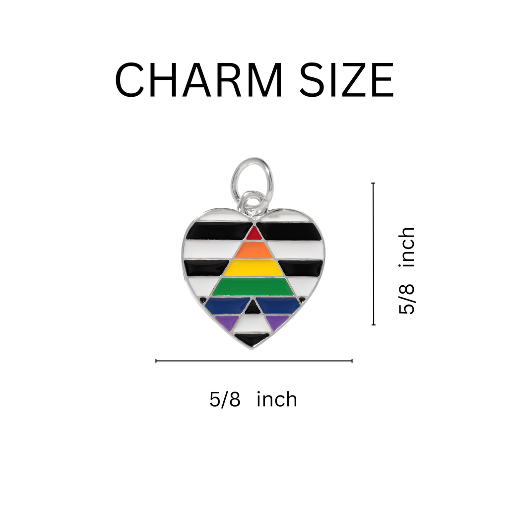 10 Pack Straight Ally LGBTQ Pride Heart Charms