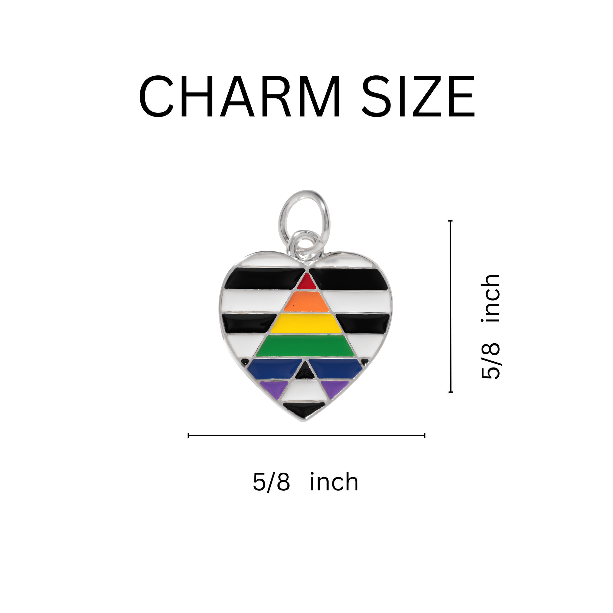 10 Pack Straight Ally LGBTQ Pride Heart Charms