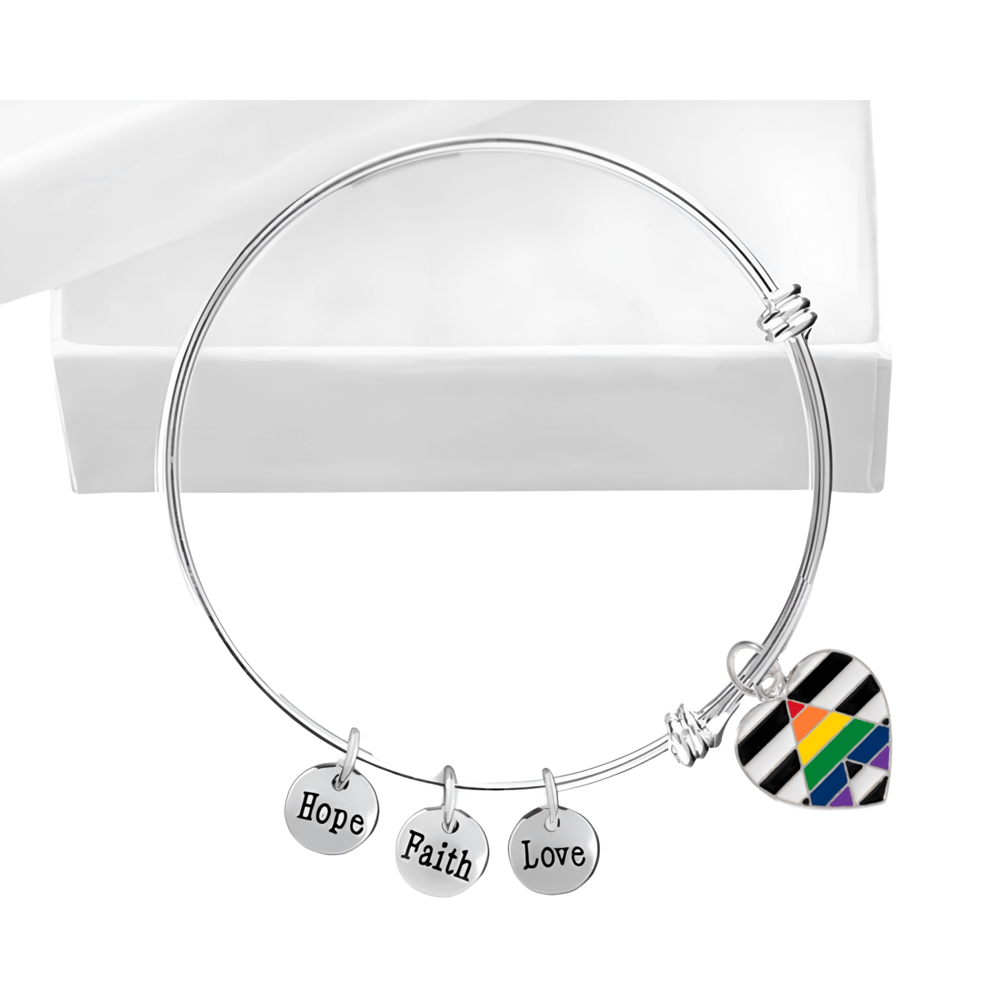 Straight Ally LGBTQ Pride Heart Retractable Charm Bracelets