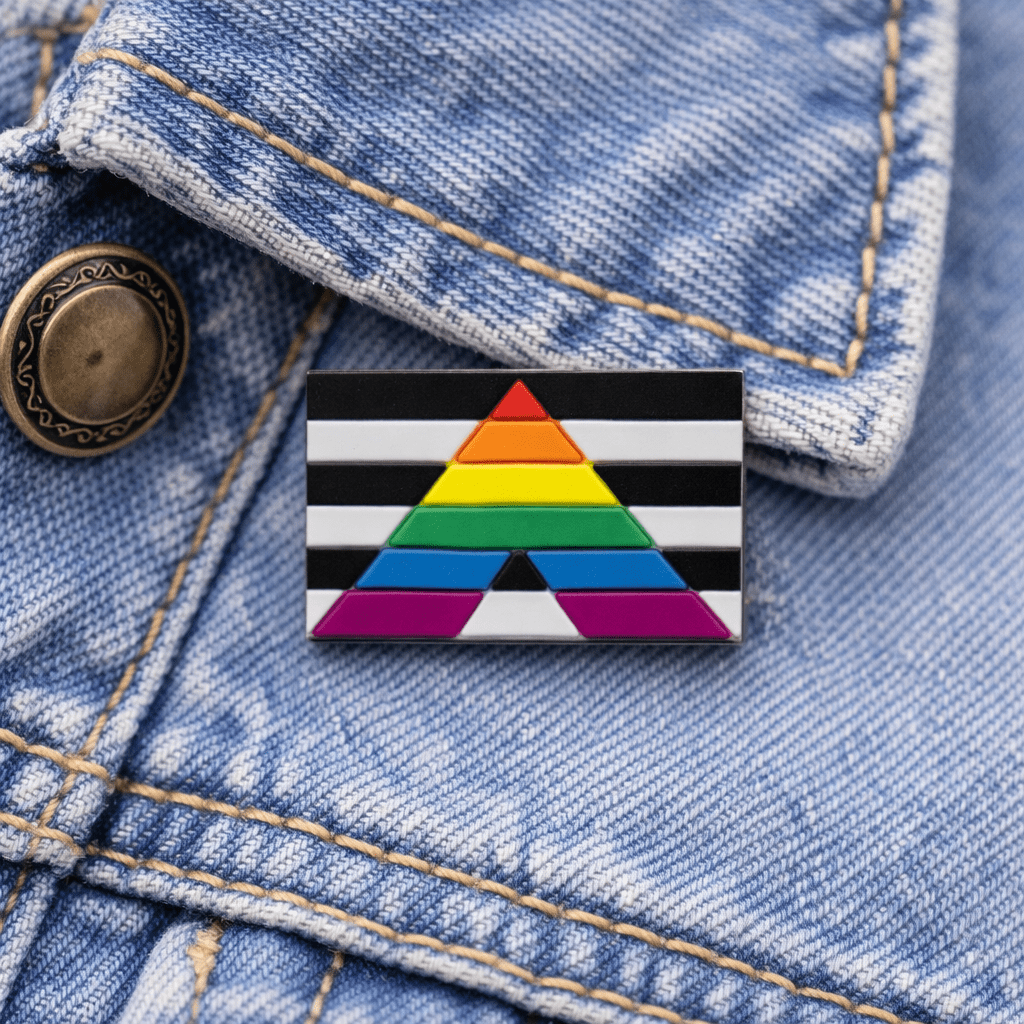 Straight Ally Rectangle Flag Silicone Pins