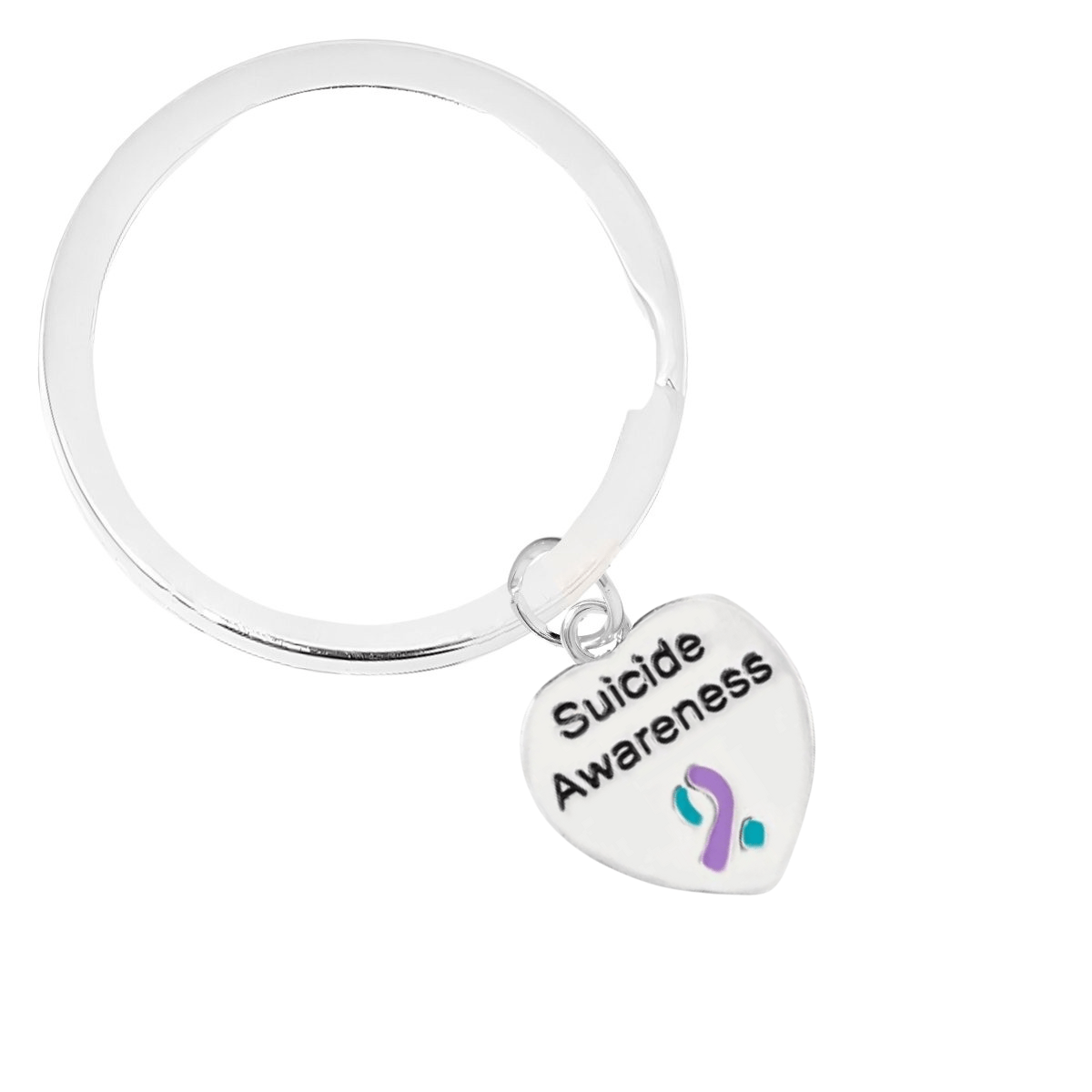 Suicide Awareness Heart Charm Split Style Key Chains