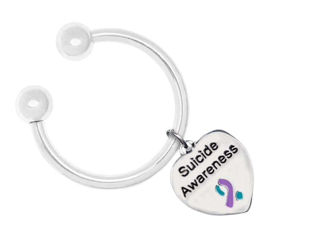 Suicide Awareness Small Heart Charm Horseshoe Keychains