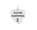 Suicide Awareness Teal & Purple Ribbon Heart Charm