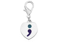 Suicide Prevention Awareness Heart Shaped Semicolon Hanging Charms
