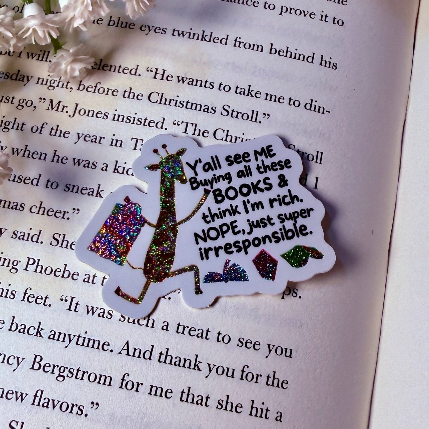 Super Irresponsible Giraffe Crushed Glitter Sticker