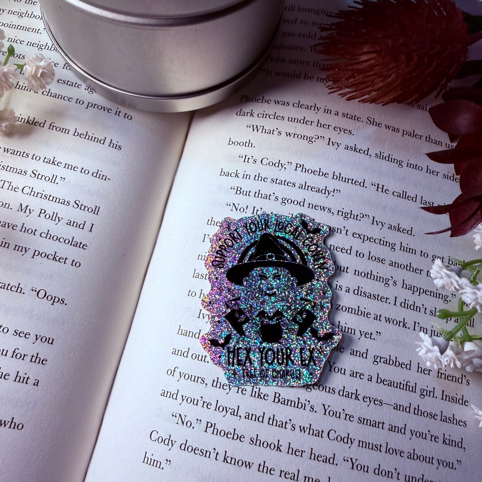 Support Your Local Coven, Hex Your Ex Crushed Gltter Sticker
