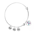 Teal & Purple Crystal Ribbon Retractable Charm Bracelets