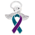 Teal & Purple Ribbon Angel Pins