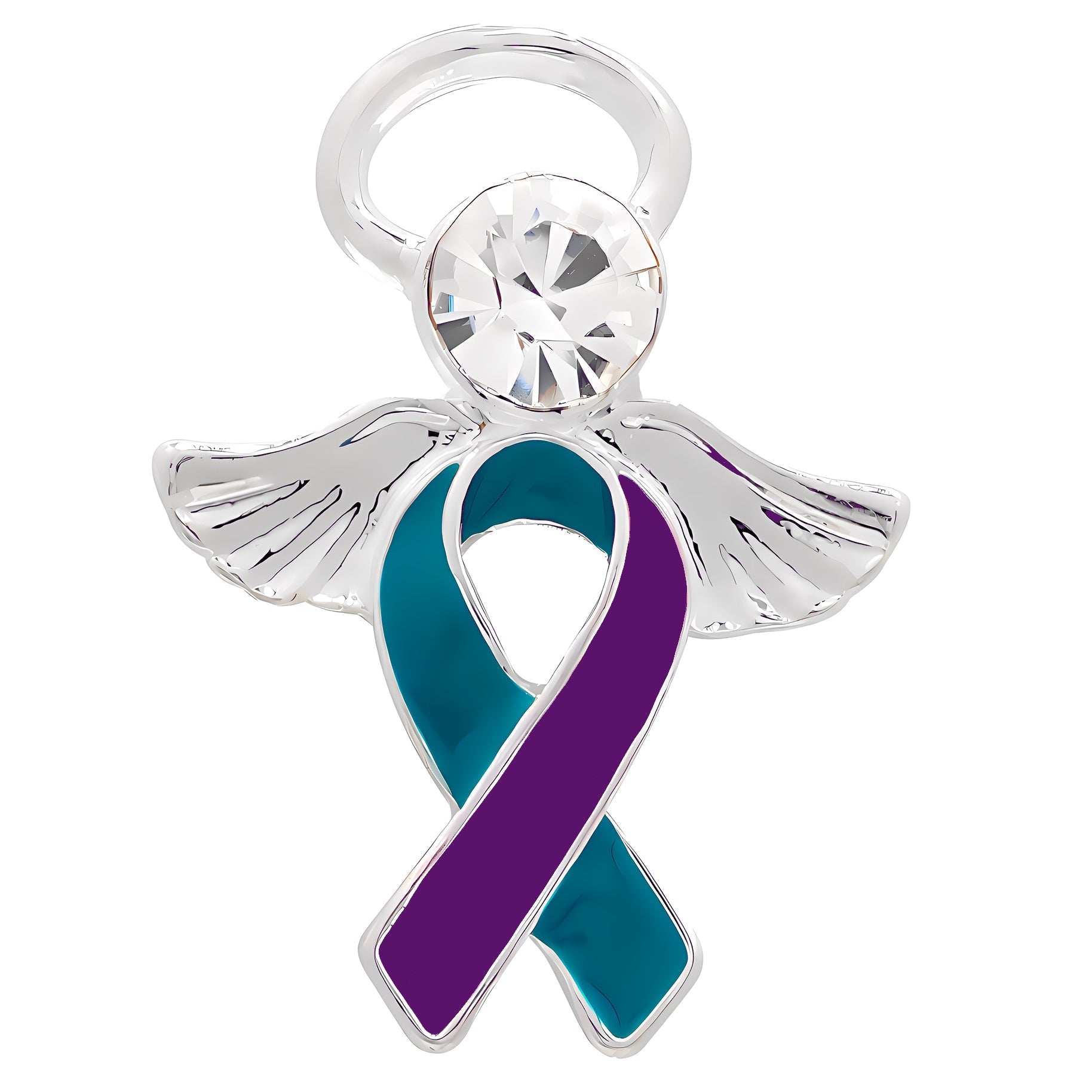 Teal & Purple Ribbon Angel Pins