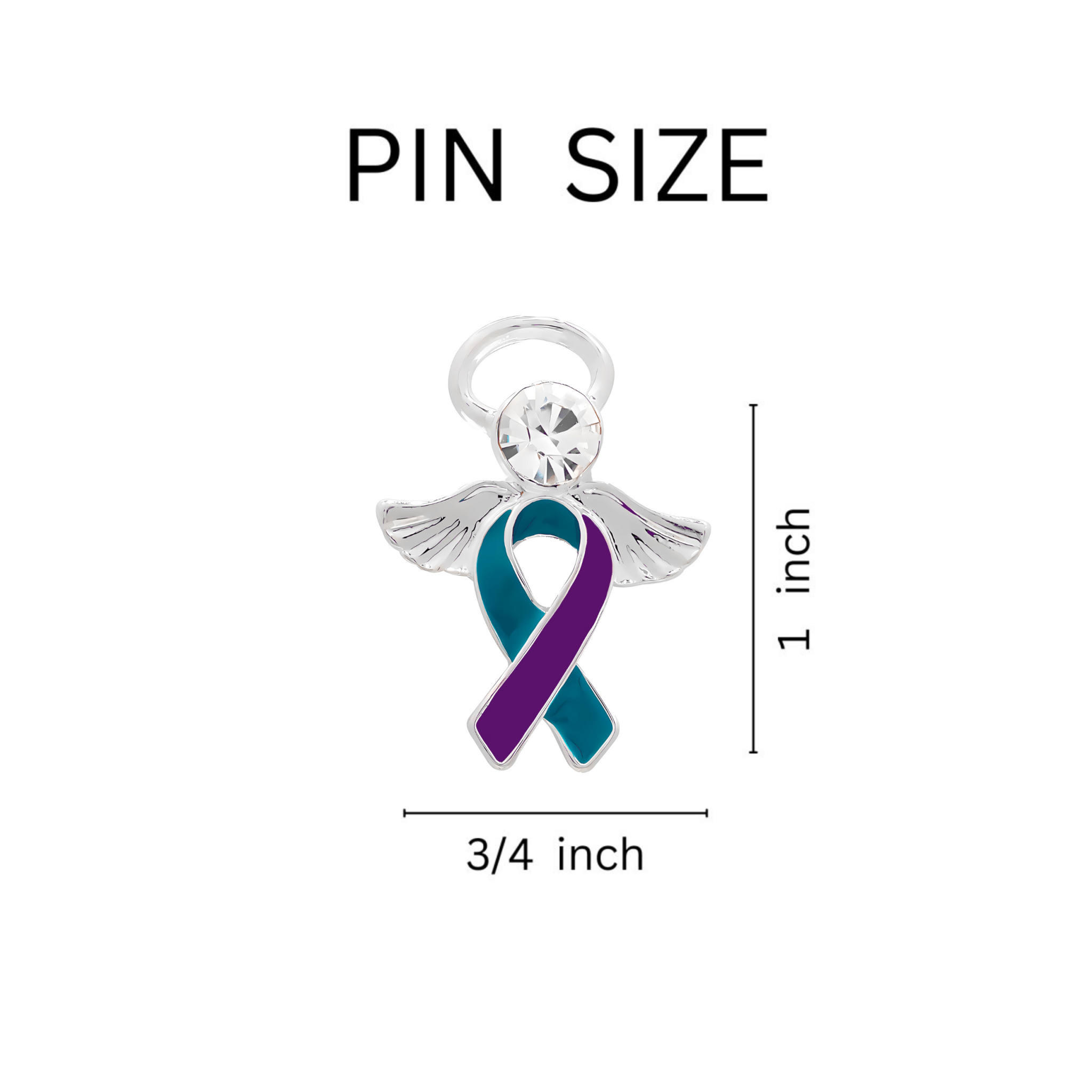 Teal & Purple Ribbon Angel Pins
