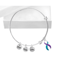 Teal & Purple Ribbon Awareness Retractable Bracelets