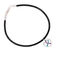 Teal & Purple Ribbon Crystal Heart Leather Cord Bracelets