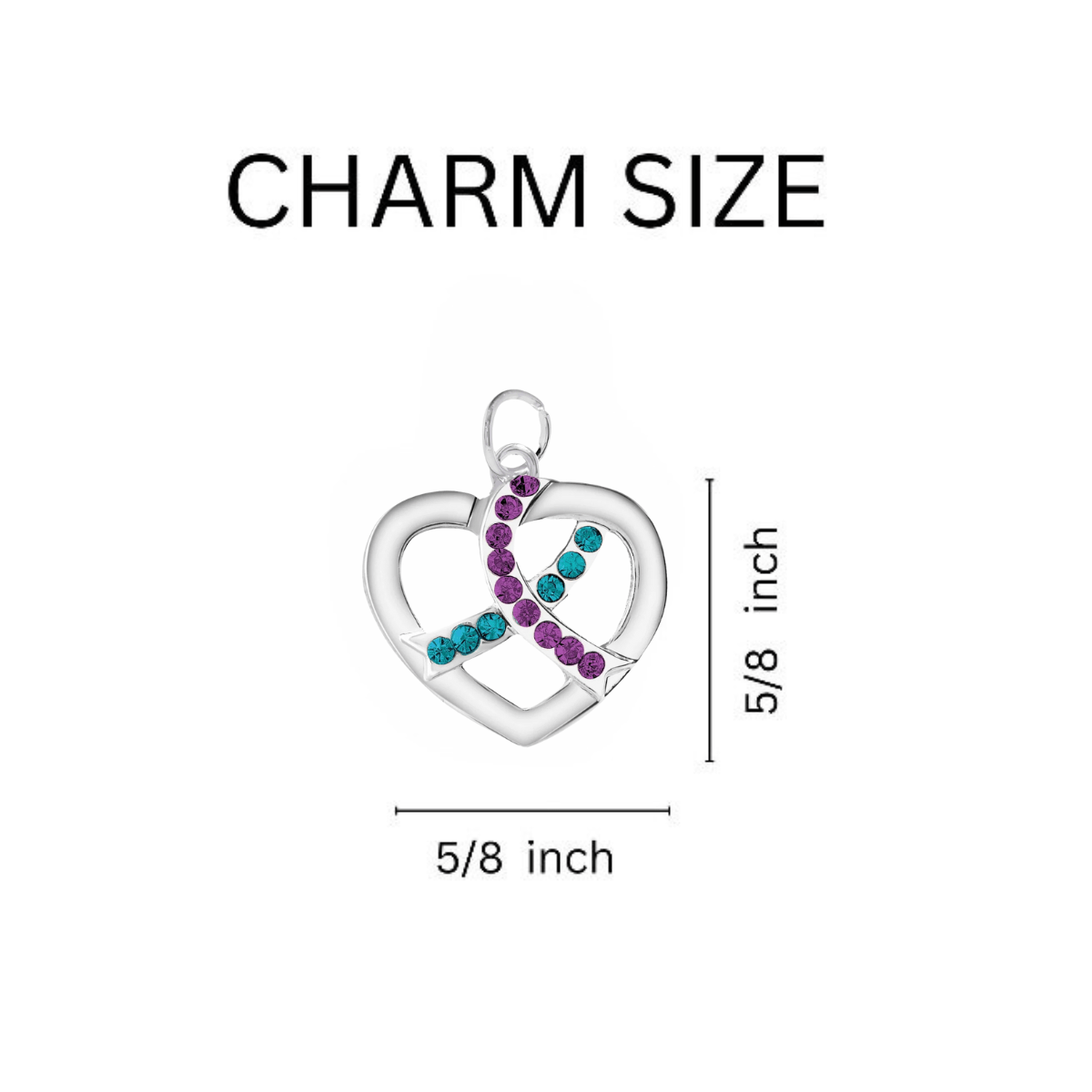 Teal & Purple Crystal Ribbon Awareness Partial Beaded Bracelets
