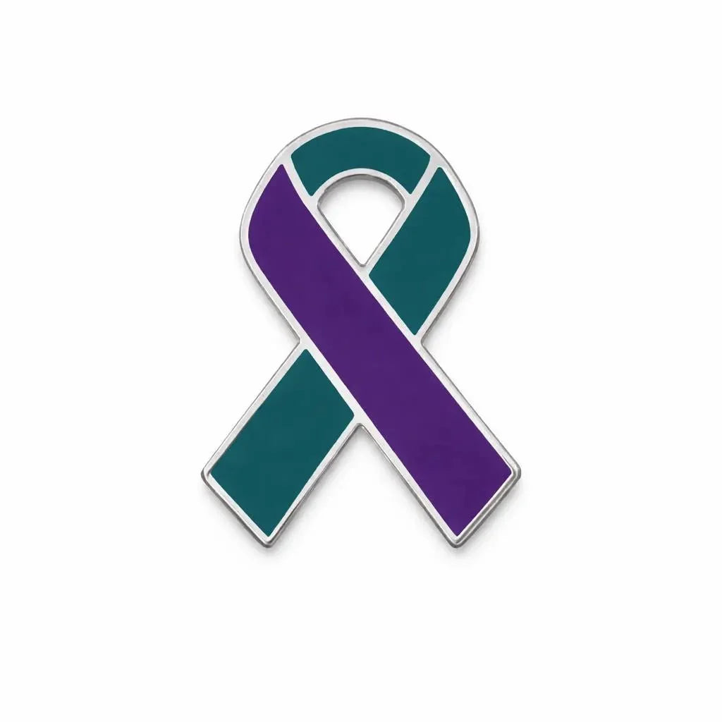 Teal & Purple Ribbon Pins