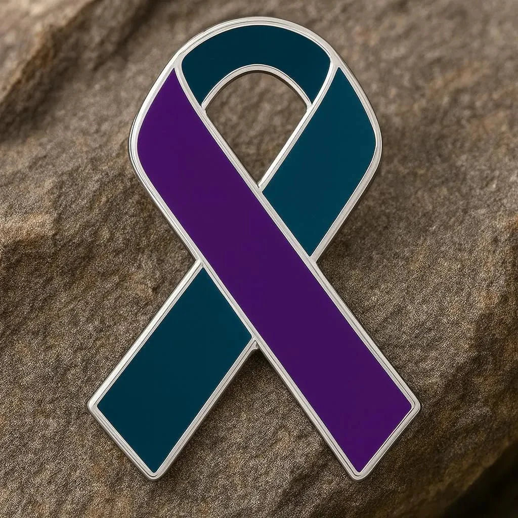 Teal & Purple Ribbon Pins