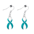 Teal Ribbon Hanging Earrings
