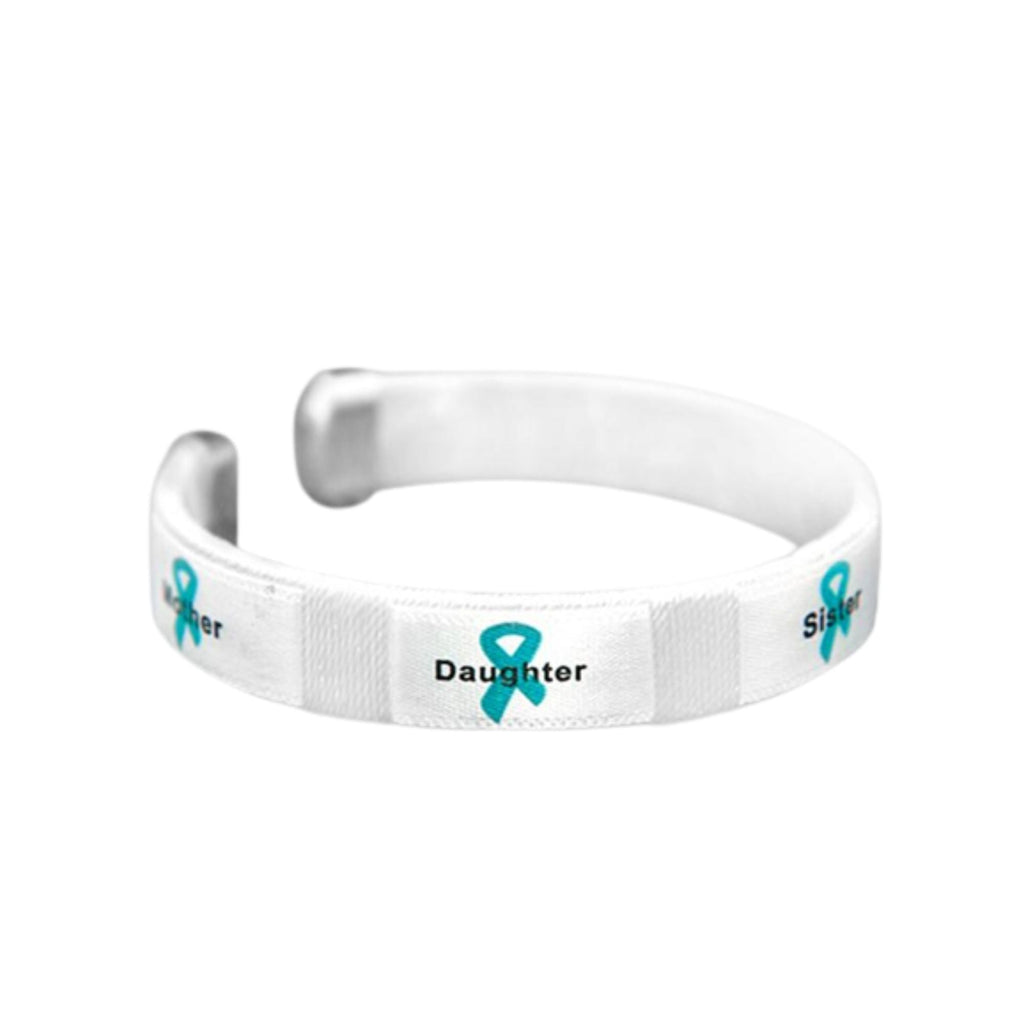 Teal Ribbon Mother Daughter Ovarian Cancer Bangle Bracelets
