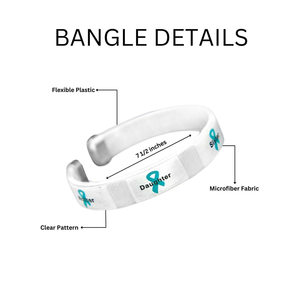 Teal Ribbon Mother Daughter Ovarian Cancer Bangle Bracelets