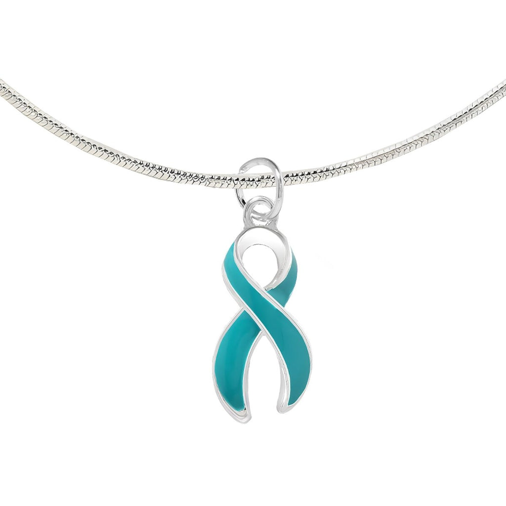 Teal Ribbon Necklaces