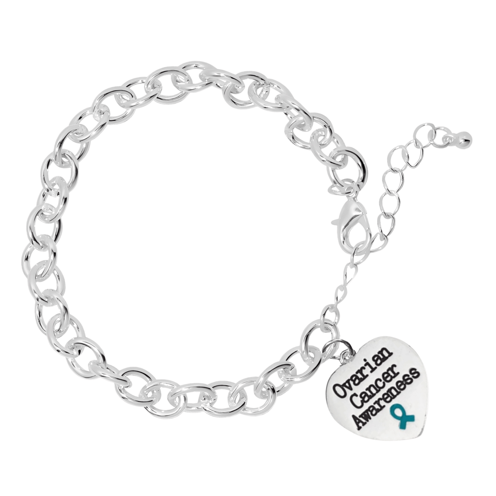 Teal Ribbon Ovarian Cancer Awareness Chunky Charm Bracelets