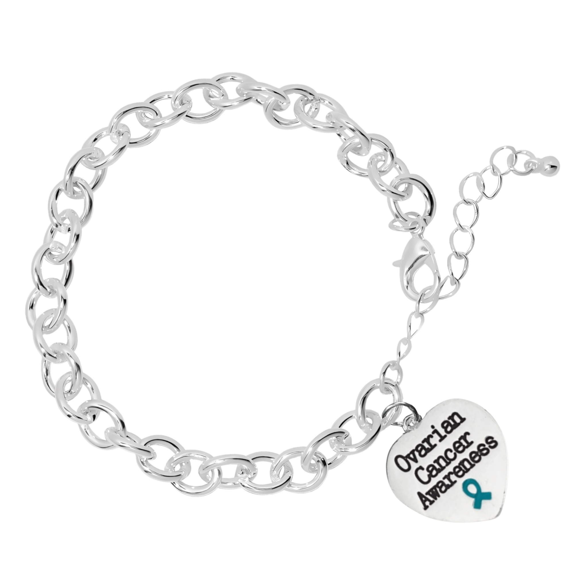 Teal Ribbon Ovarian Cancer Awareness Chunky Charm Bracelets