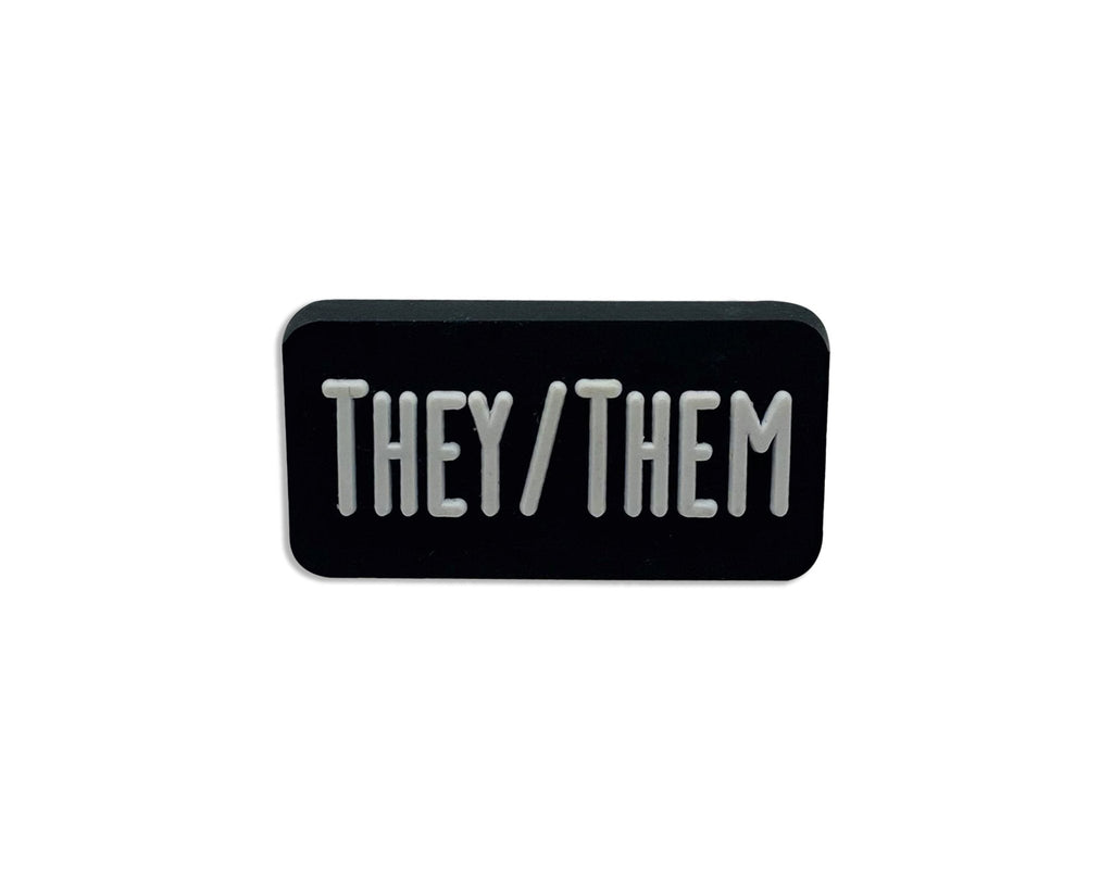 They Them Black Rectangle Pronoun Silicone Pins