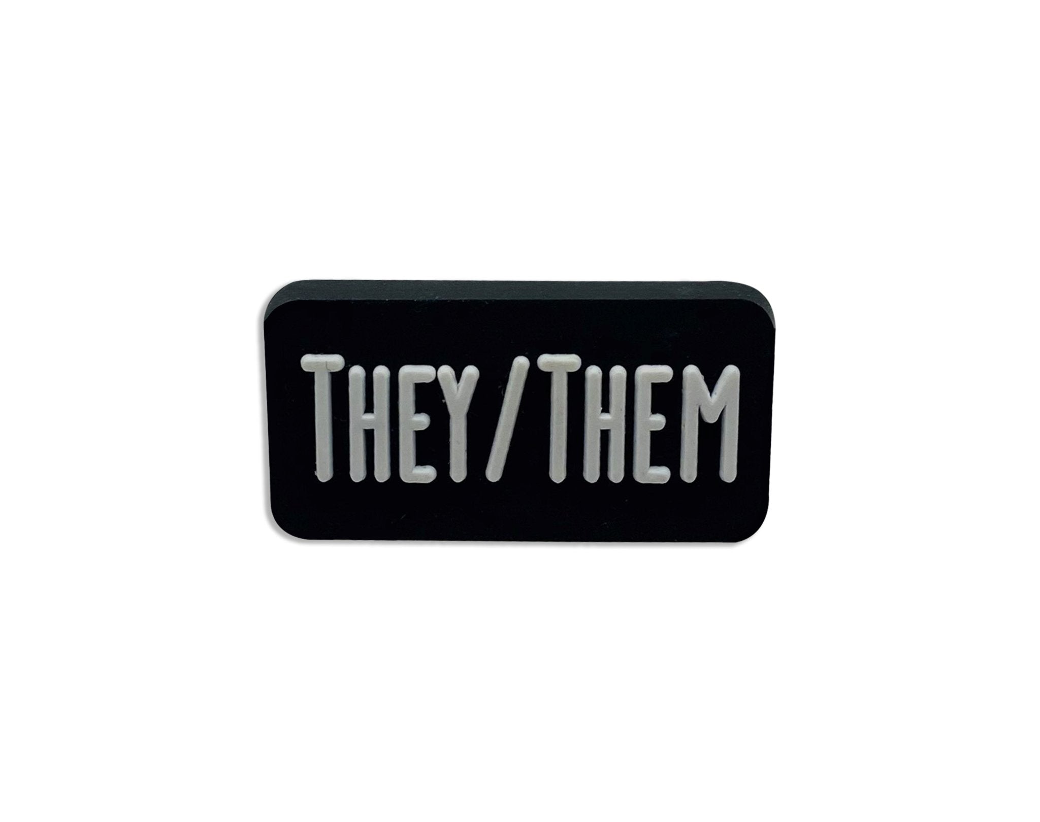 They Them Black Rectangle Pronoun Silicone Pins