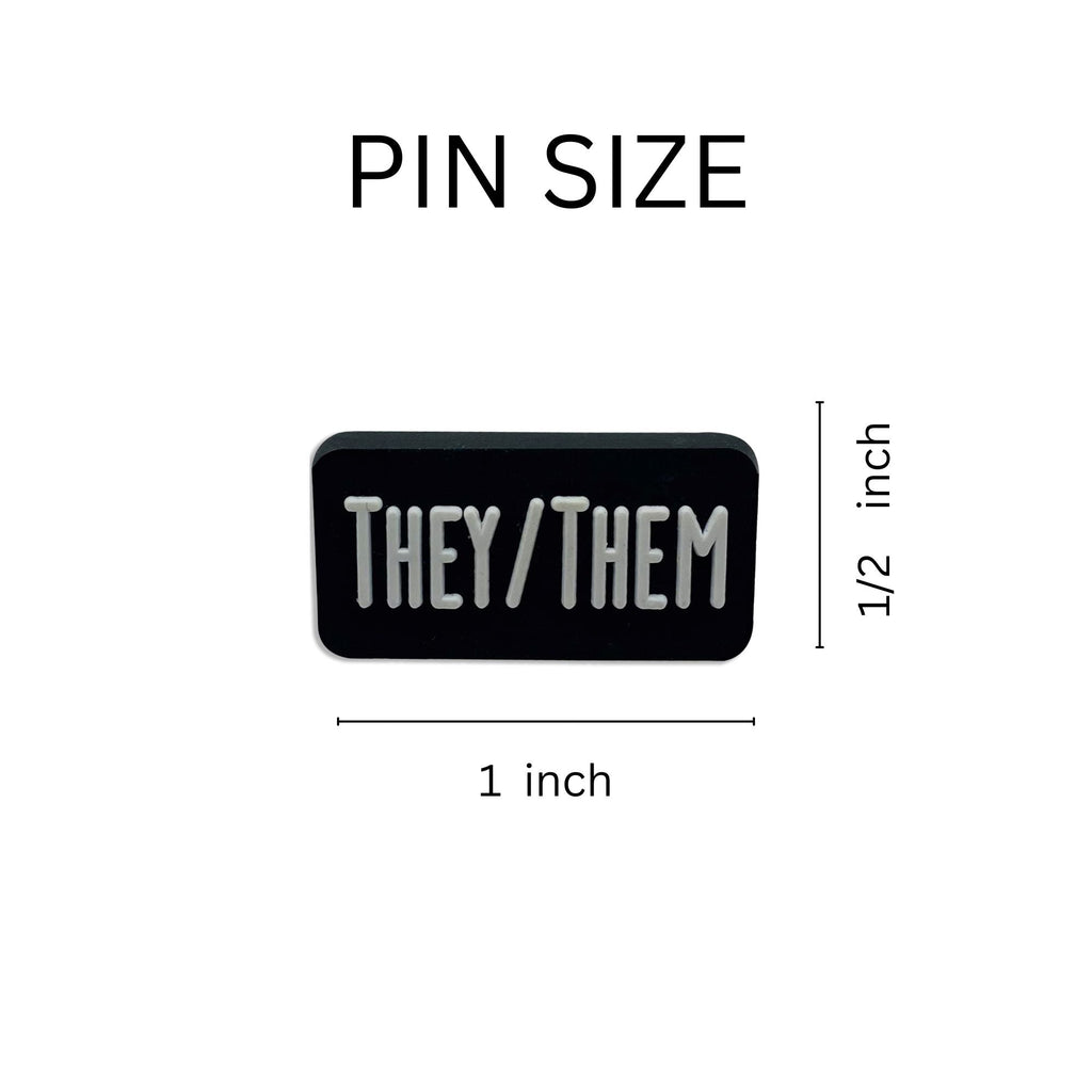 They Them Black Rectangle Pronoun Silicone Pins