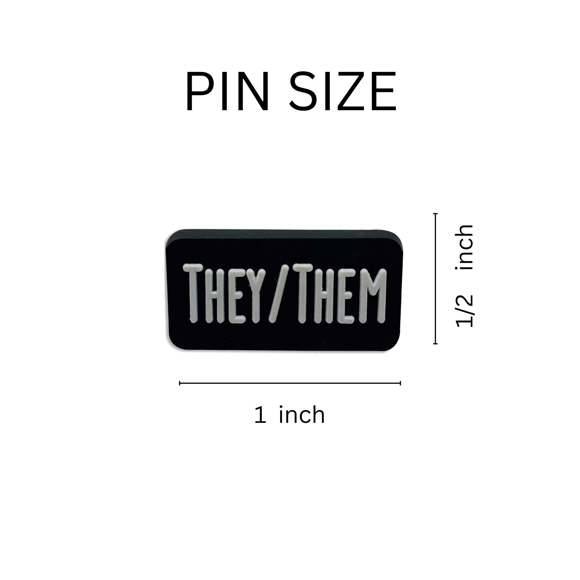 They Them Black Rectangle Pronoun Silicone Pins
