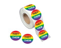 They Them Pronoun Rainbow Flag Stickers (250 Per Roll)