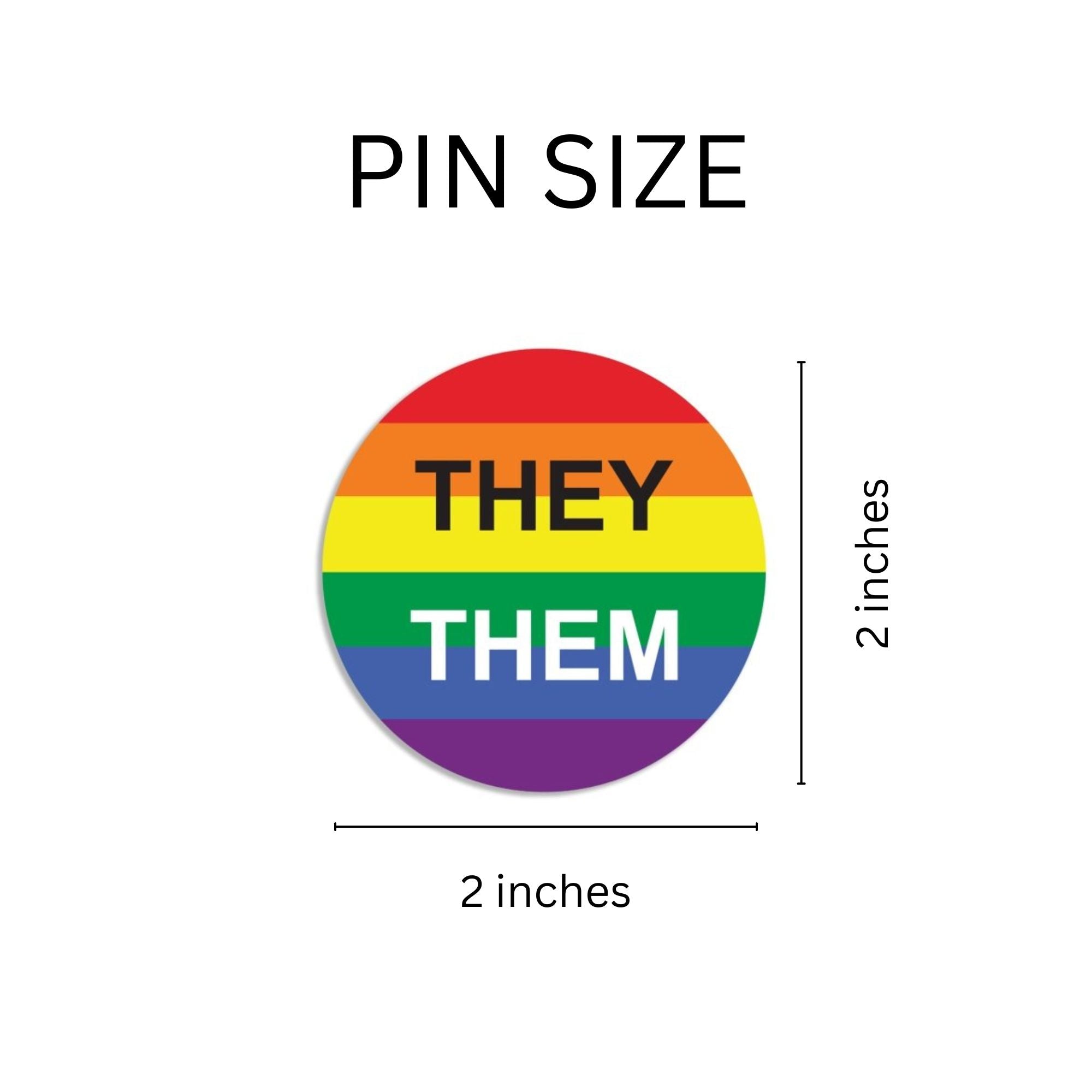 They/Them Pronoun Rainbow Flag Button Pins