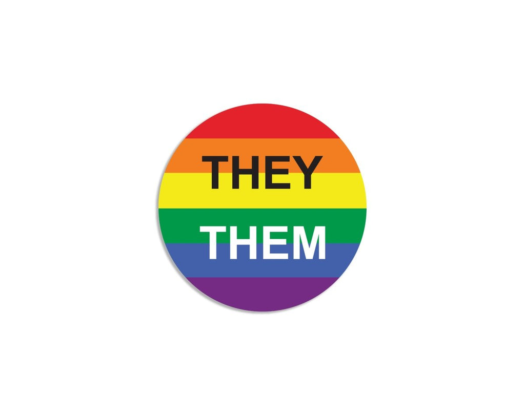 They/Them Pronoun Rainbow Flag Button Pins