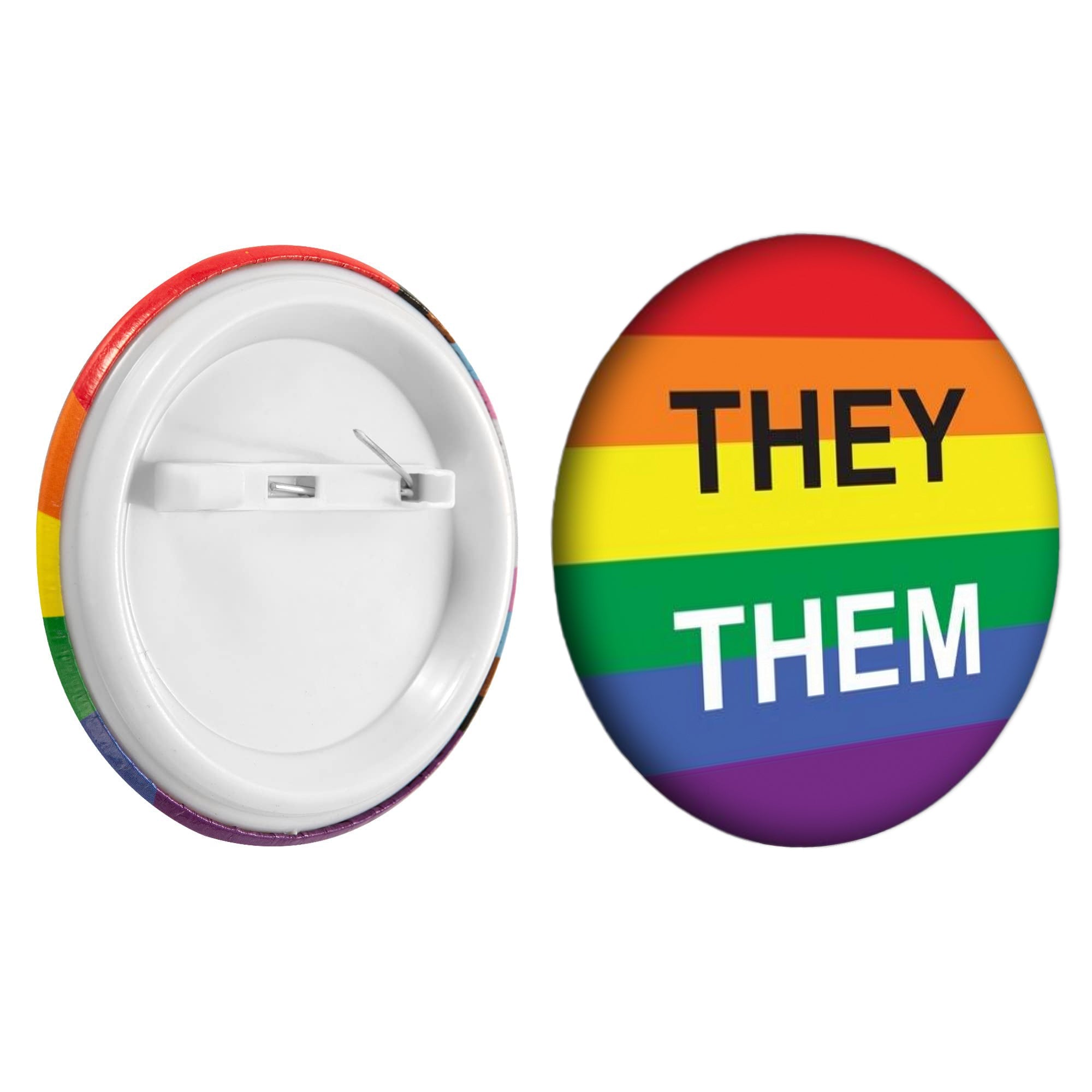 They/Them Pronoun Rainbow Flag Button Pins