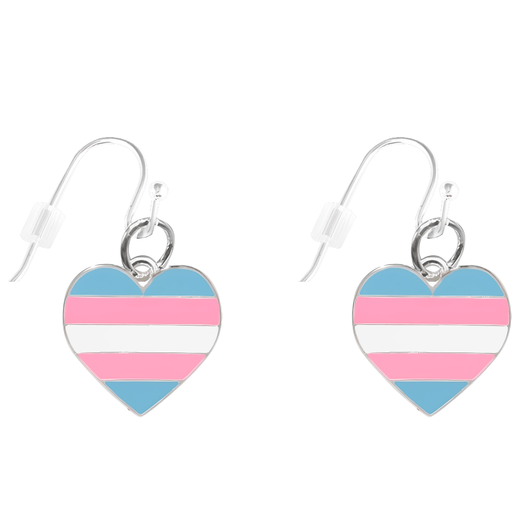 Transgender Flag Heart Earrings
