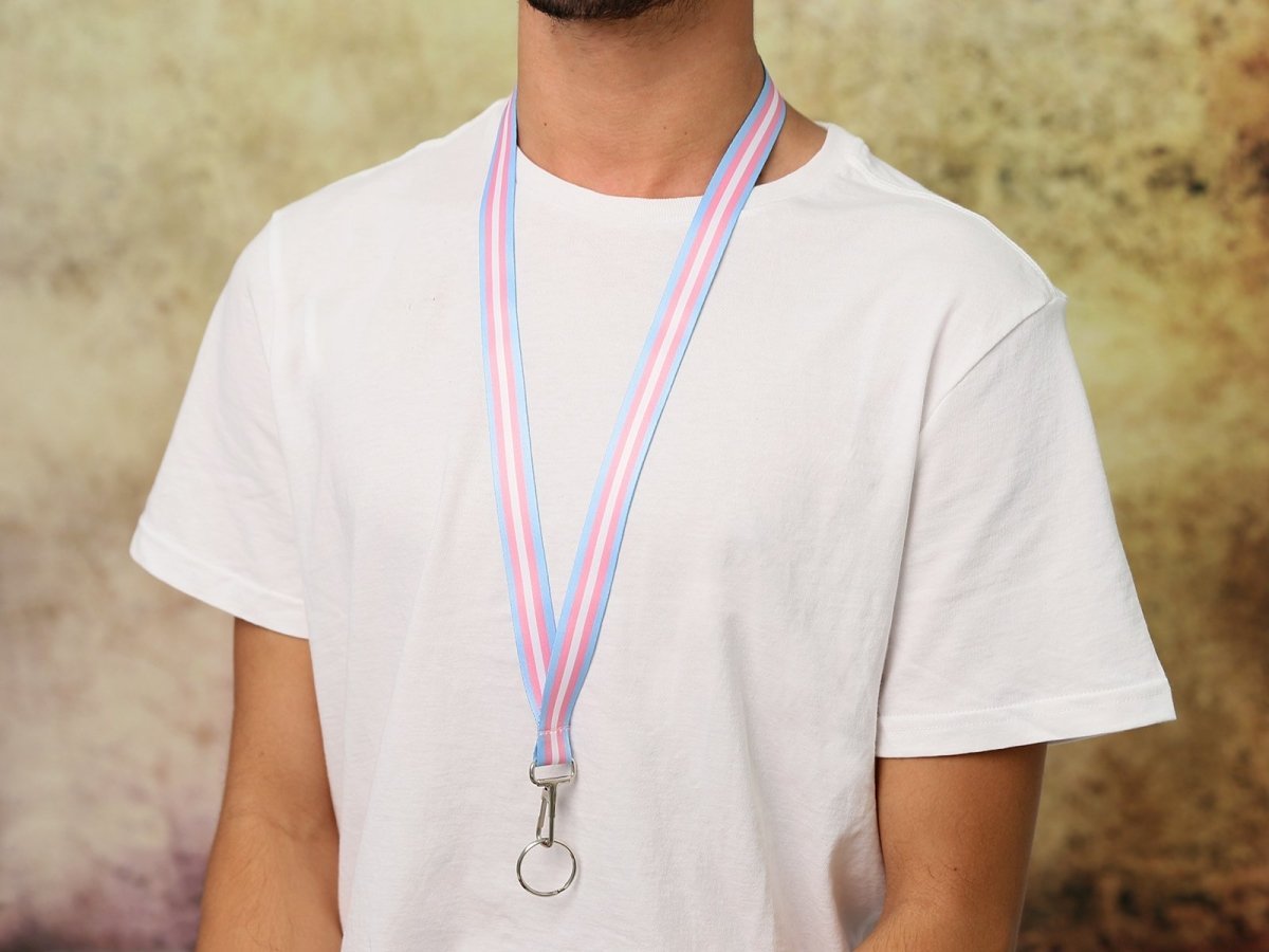 10 Pack Transgender Flag Lanyards