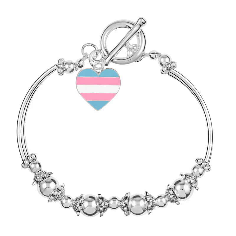 Transgender Heart Flag Partial Beaded Bracelets