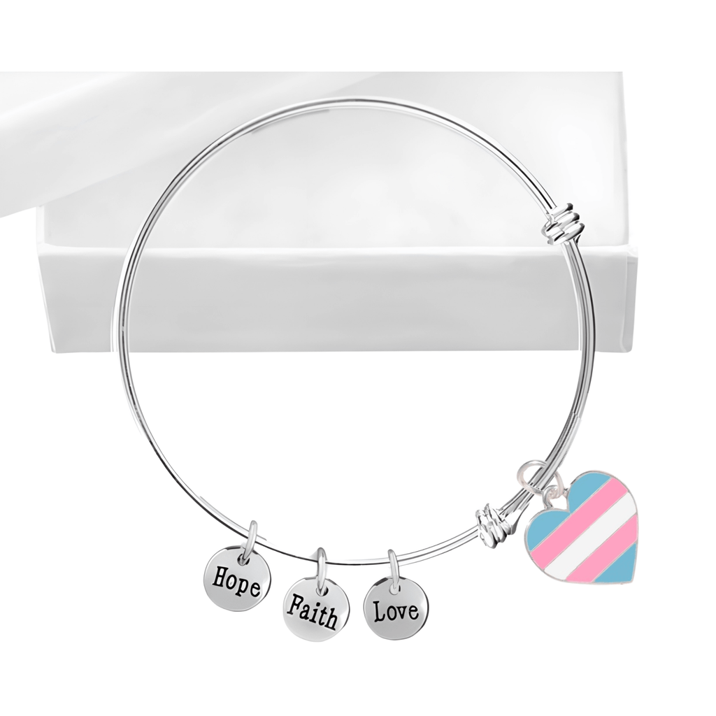 Transgender Heart Pride Retractable Charm Bracelets