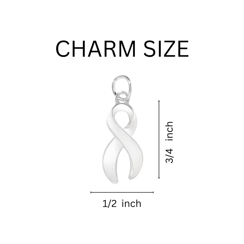 White Awareness Ribbon Charms Split Style Key Chain