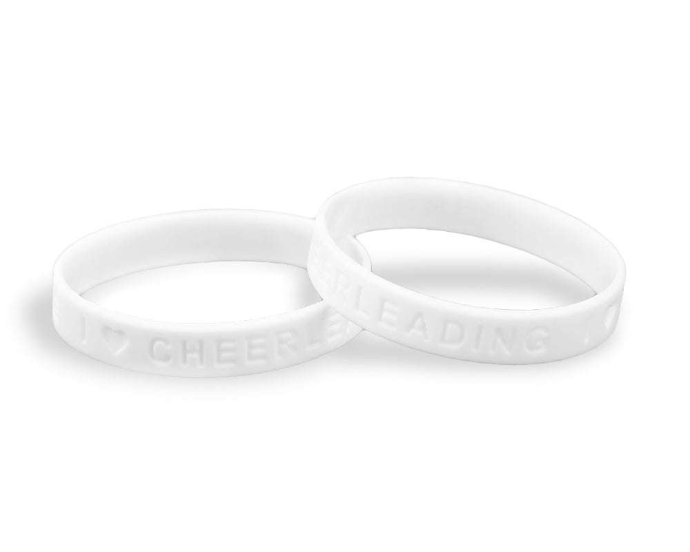 White I Love Cheerleading Silicone Bracelets