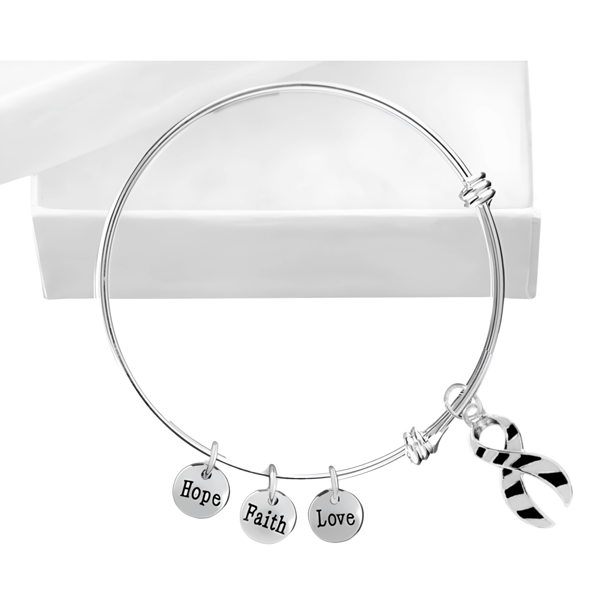Zebra Print Ribbon Awareness Charm Retractable Bracelets